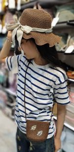 ست کیف وکلاه تابستانه حصیری دخترانه